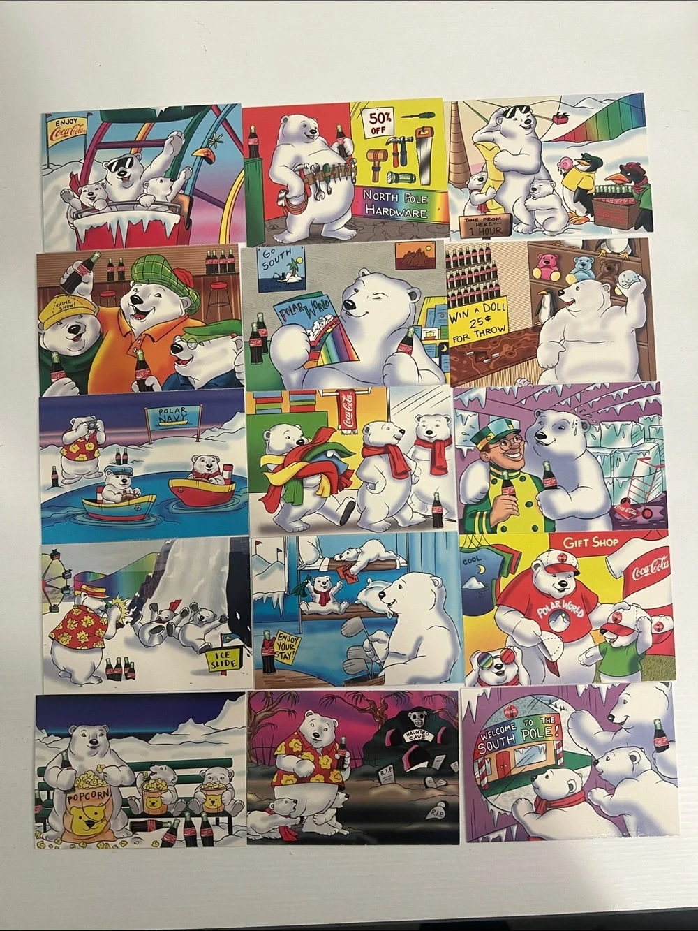 1996 South Pole Vacation Coca Cola Polar Bears Trading Cards (15) - Lot #1